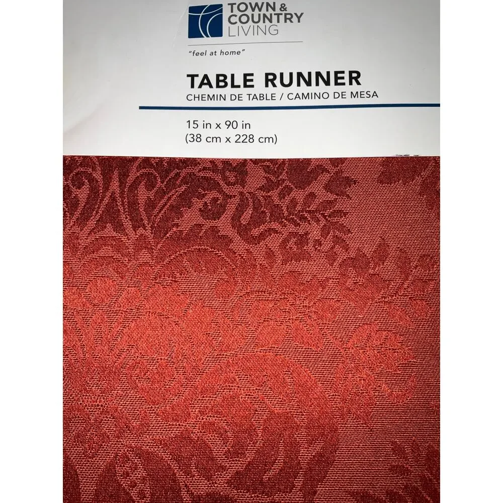 Town & Country Red Living Damask Pattern Table Runner 15 in x 90 in